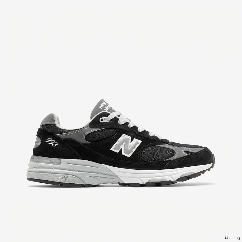 Retro-style black and gray New Balance 993 shoes