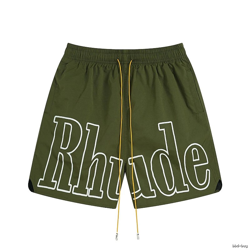 RHUDE letter-style military green shorts