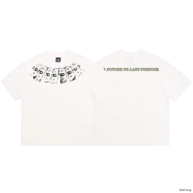SAINT Dollar Bill Print Street Style White T-Shirt