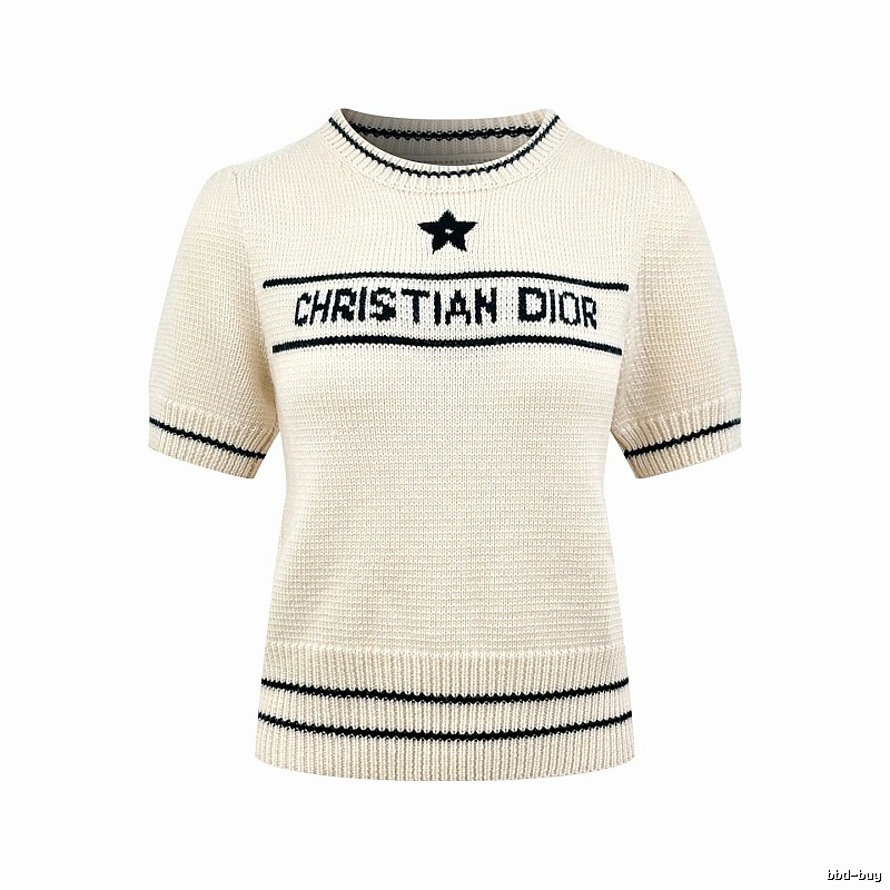 Short Sleeve Knit Sweater in Black by Dior