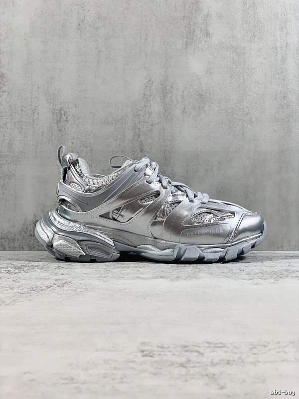 Silver Runner Sneaker by Balenciaga with Silver Layered Runner Side Profile