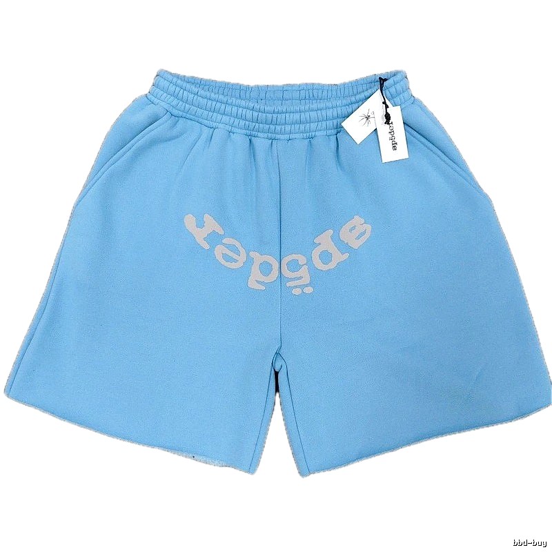 Sp5der Foam Print Street Style Light Blue Shorts