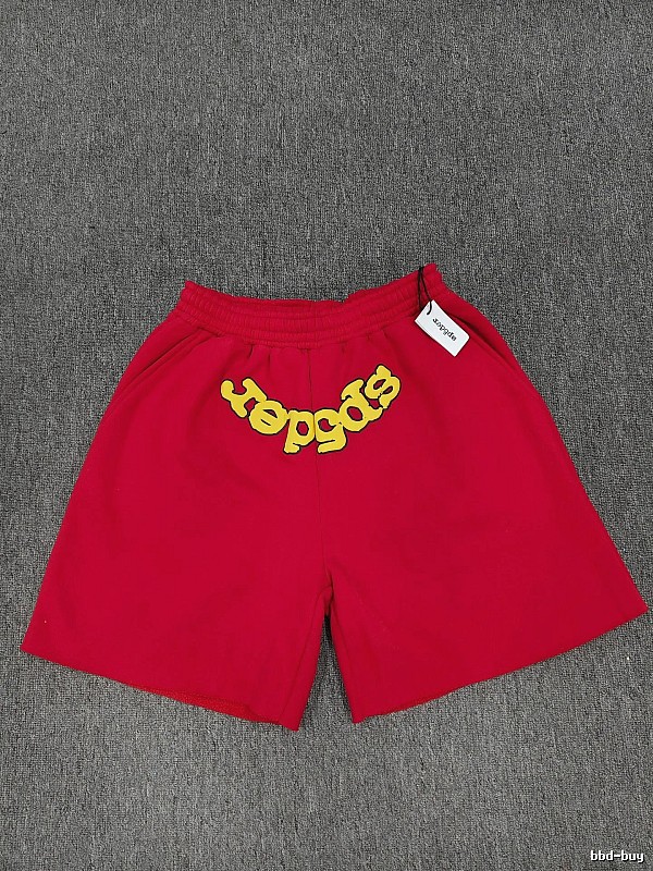 Sp5der Foam Print Street Style Red Casual Shorts