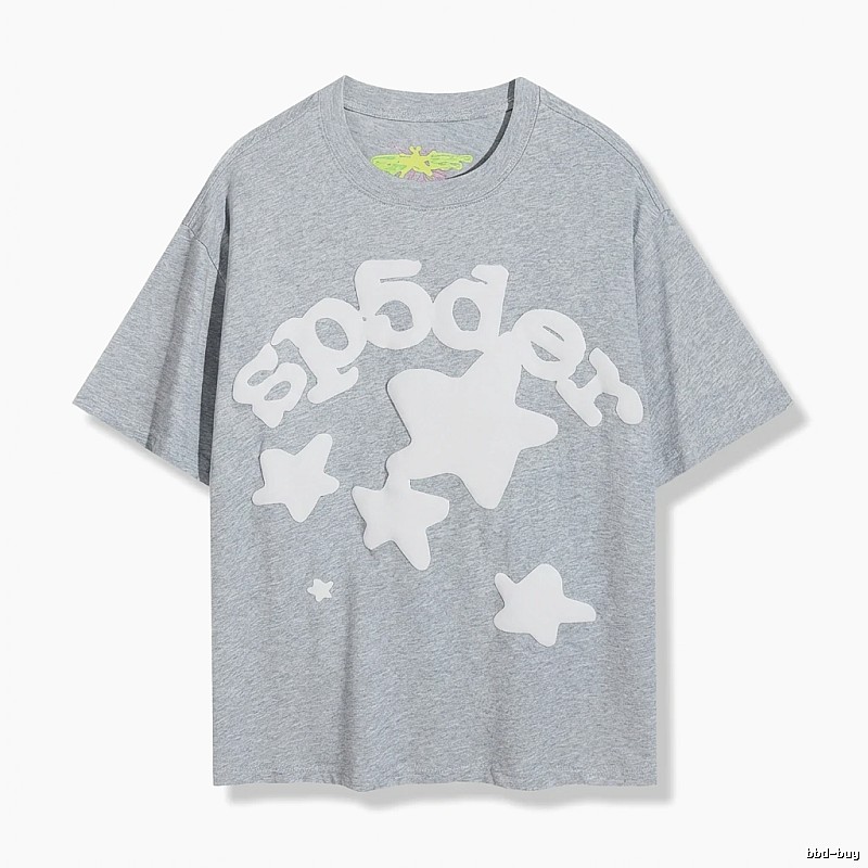 Sp5der Gray T-shirt with Star Print