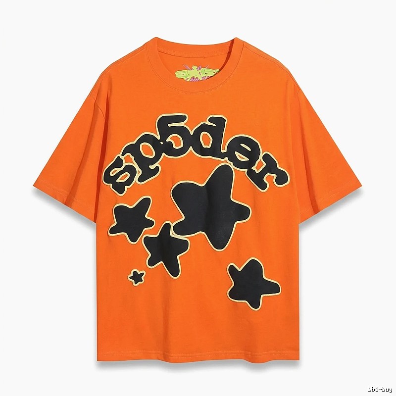Sp5der Orange Star Print Short-sleeve