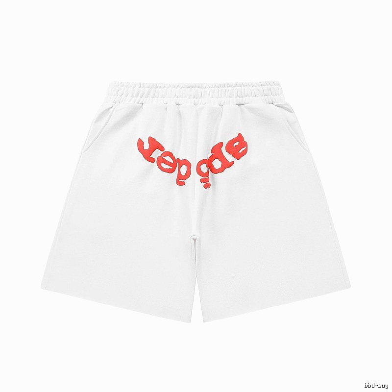 Sp5der red letter white shorts
