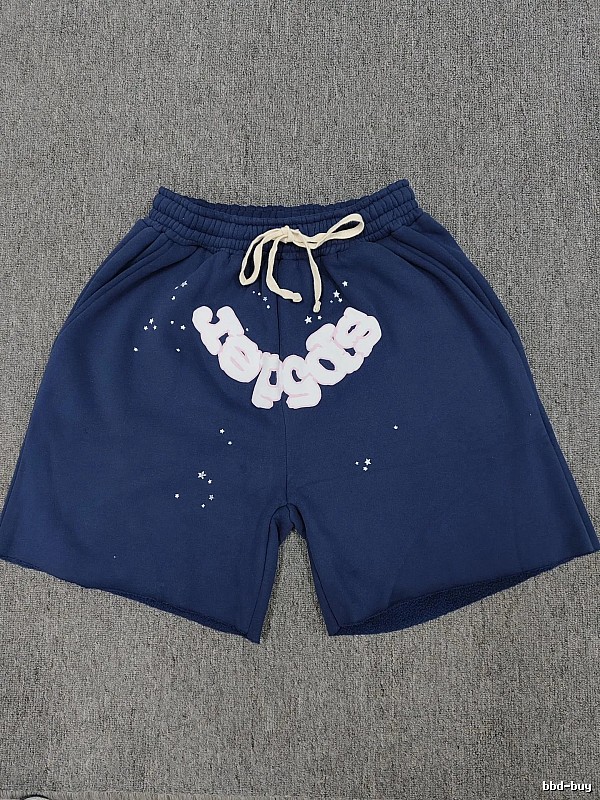 Sp5der Star Print Street Style Navy Blue Shorts