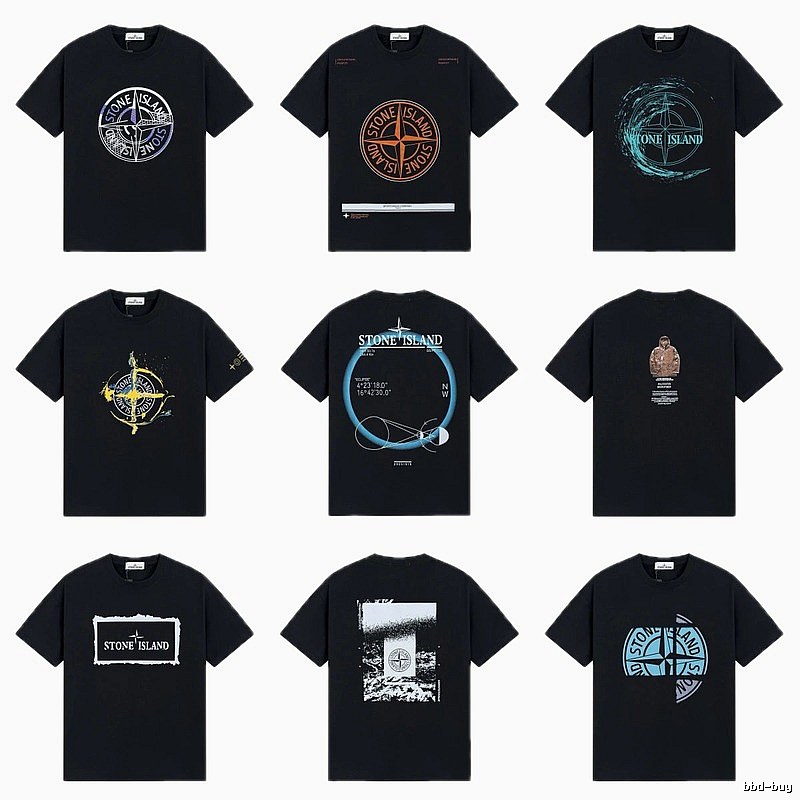 Stone Island Compass Print Street Style Black T-Shirt