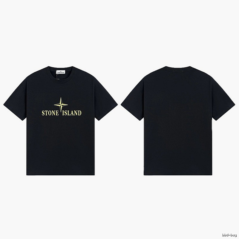 Stone Island Compass Print Street Style Black T-Shirt