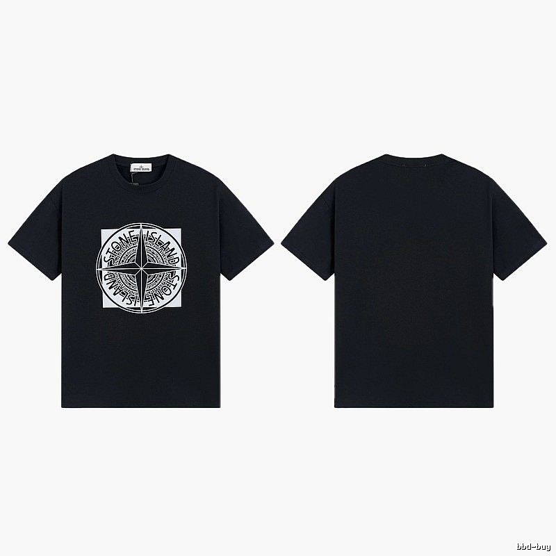 Stone Island Compass Print Street Style Black T-Shirt