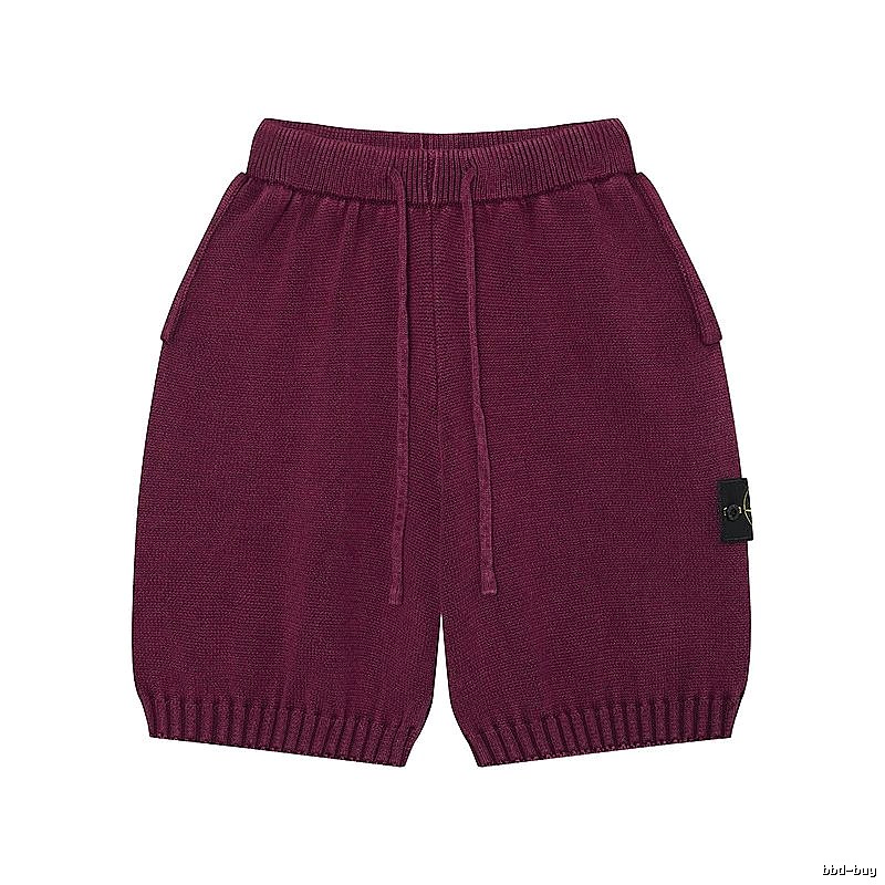Stone Island Knit Casual Style Burgundy Shorts
