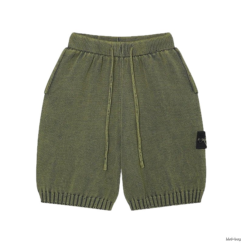Stone Island Knit Techwear Style Military Green Shorts