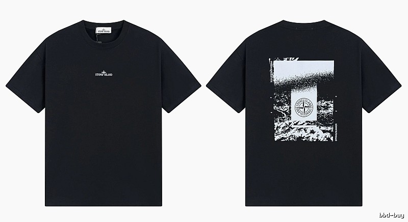 Stone Island Printed Functional Style Black Short Sleeve T-Shirt