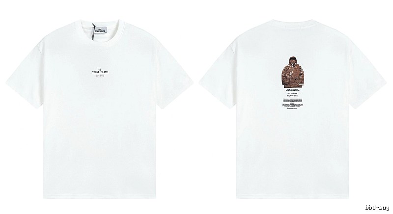 Stone Island Printed Functional Style White Short Sleeve T-shirt