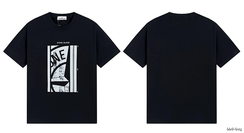Stone Island Printed Street Style Black T-shirt