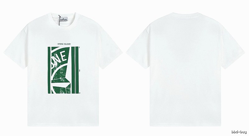 Stone Island Printed Street Style White Short Sleeve T-Shirt