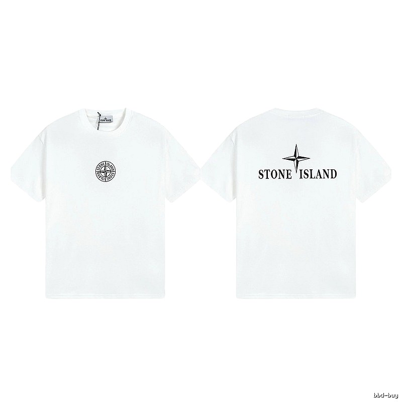 Stone Island Printed Street Style White Short Sleeve T-shirt