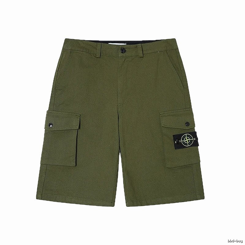 Stone Island Techwear Style Army Green Cargo Shorts
