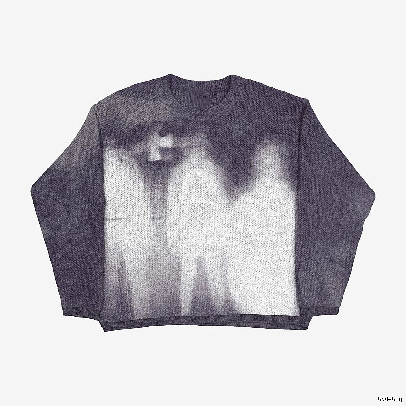Streetwear Anime graphic sweater Black Knit Top with Practical Shape