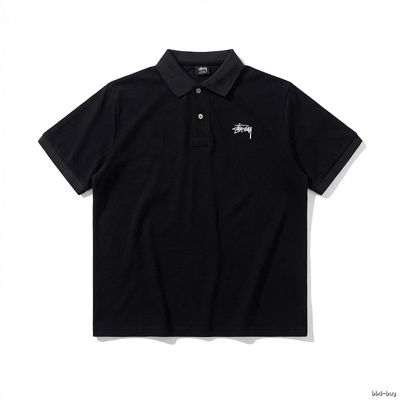 Stussy basic simple style black Polo shirt