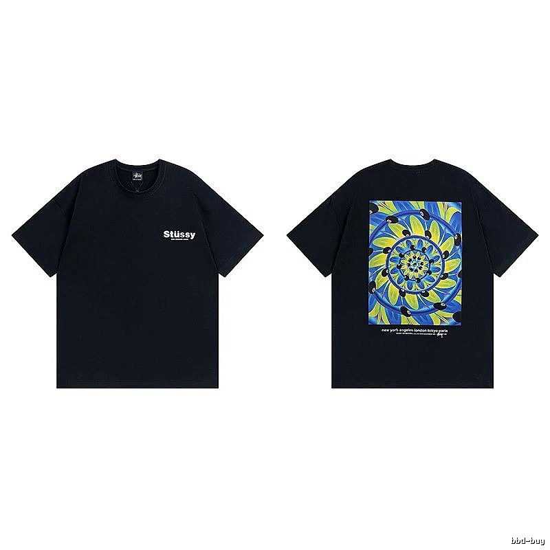 Stussy Black Spider Graphic T-Shirt Holiday Edit Logo
