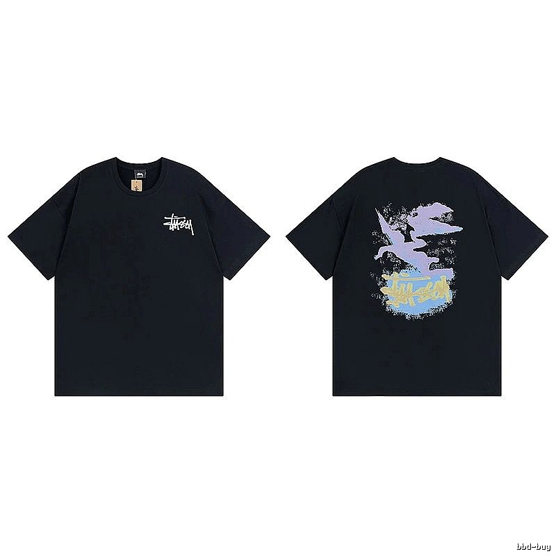 Stussy Black Spider Graphic T-Shirt Training Look Logo
