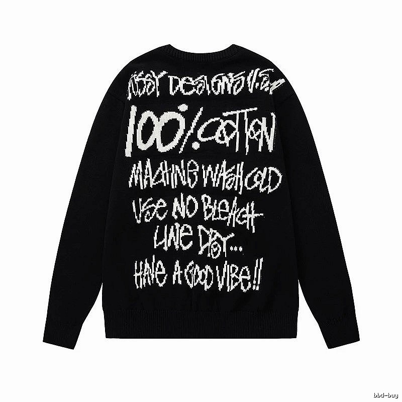 Stussy Black Swirl Graphic SweatShirt Relaxed Styling