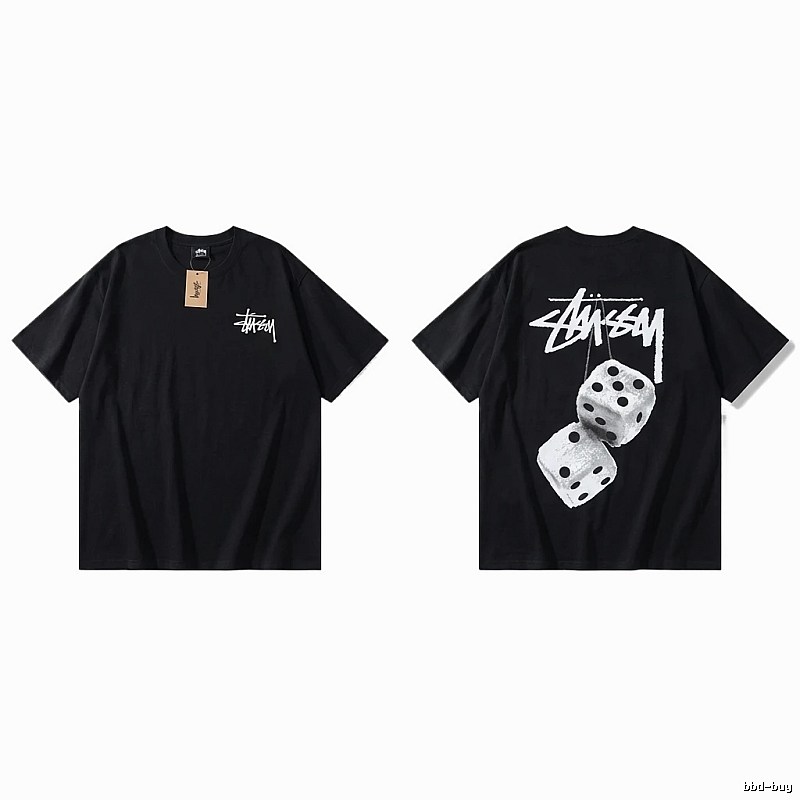 Stussy Dice Trendy and Cool Style Black T-shirt