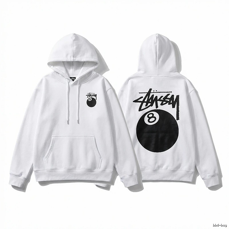 Stussy Eight Ball Series White Streetwear Hoodie