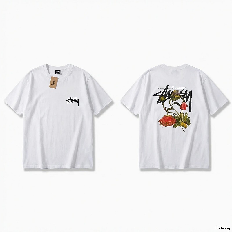 Stussy Floral Print White T-Shirt