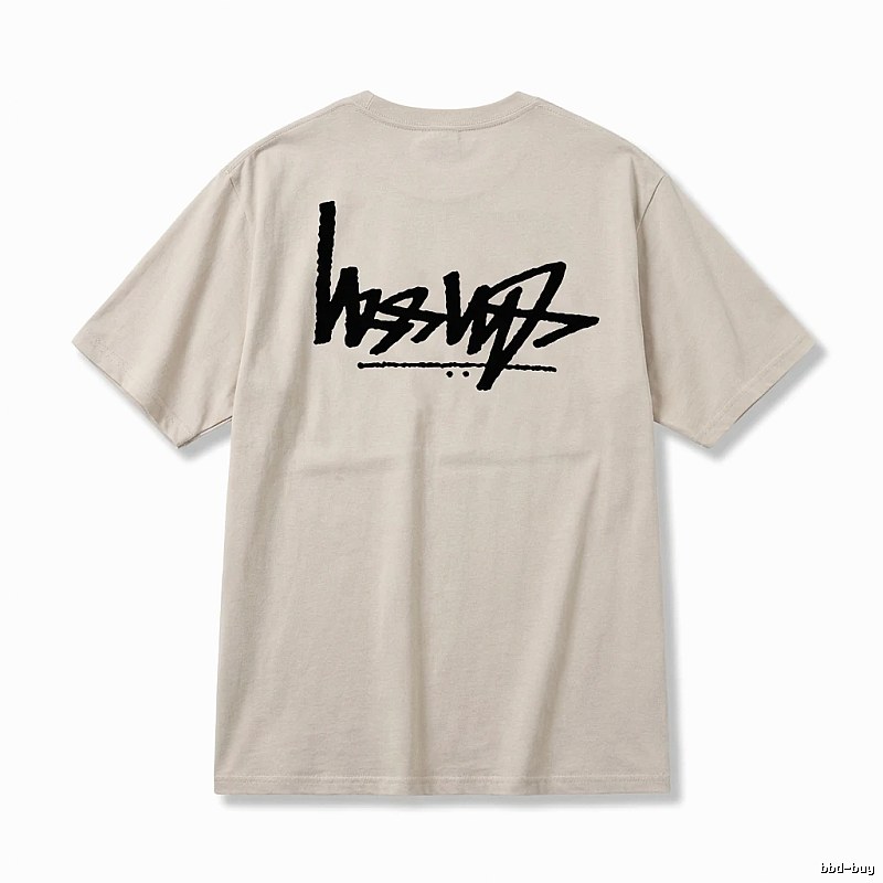 Stussy graffiti-style light gray T-shirt