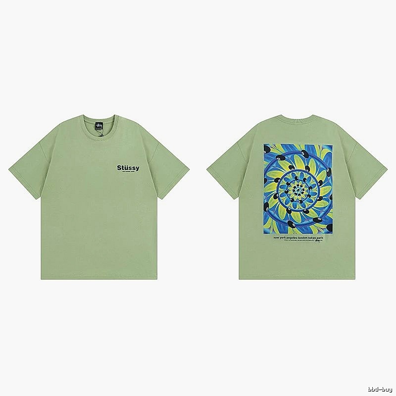 Stussy Green Spider Graphic T-Shirt Outdoor Days Logo