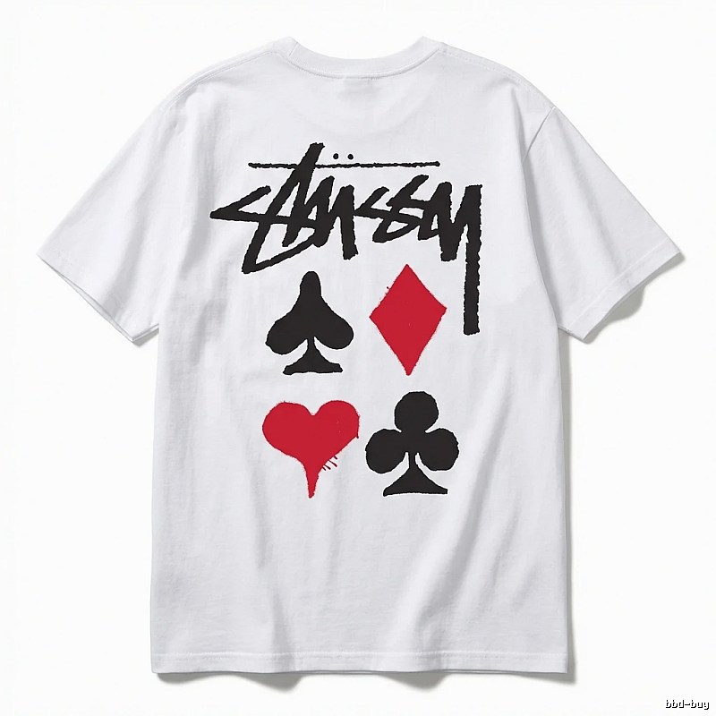 Stussy Poker Print Simple White T-shirt