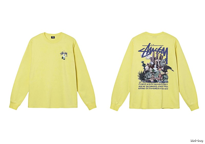 Stussy printed trendy brand style yellow long-sleeve