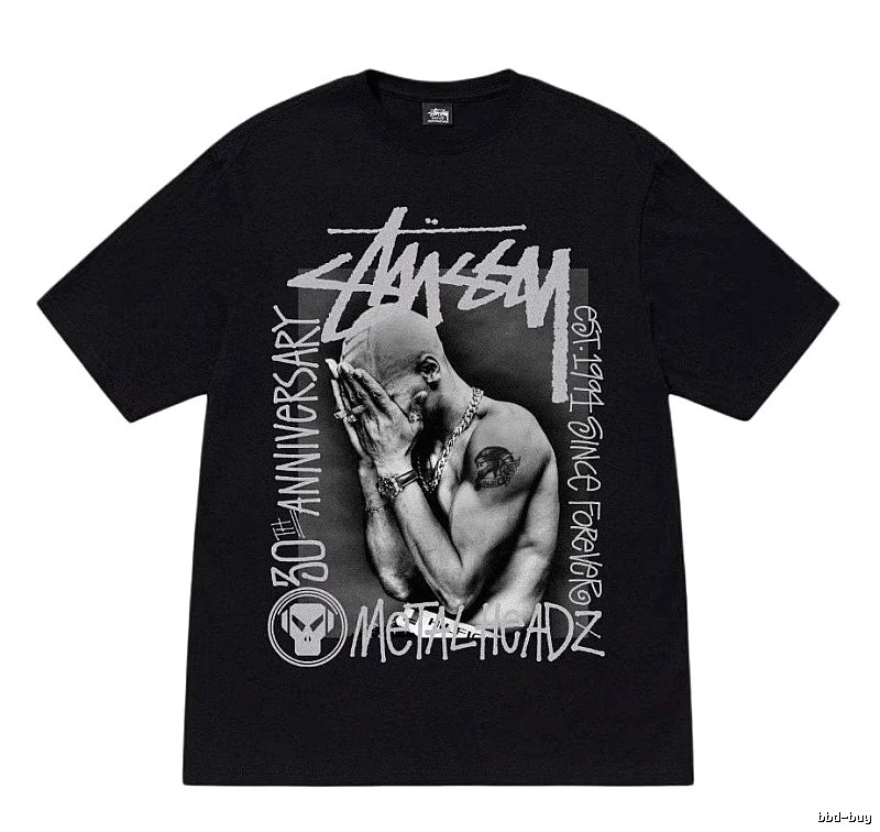 Stussy Statement Graphic T-shirt Black White Stussy for Easy Pairing