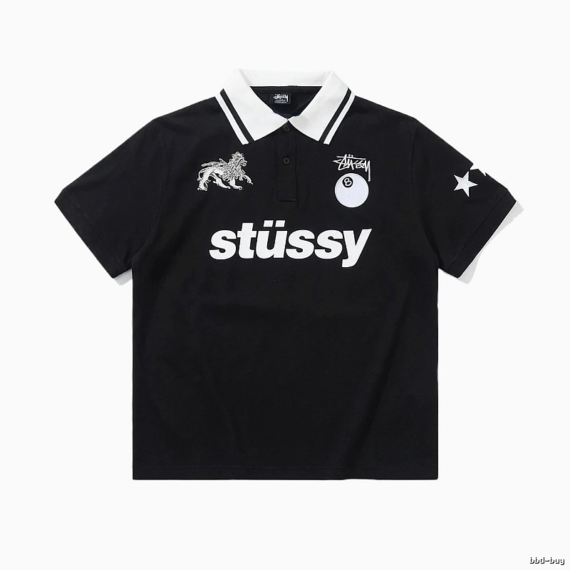 Stussy Trendy Style Black Polo Shirt
