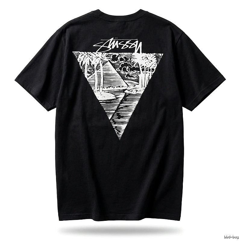 Stussy triangle print style black T-shirt