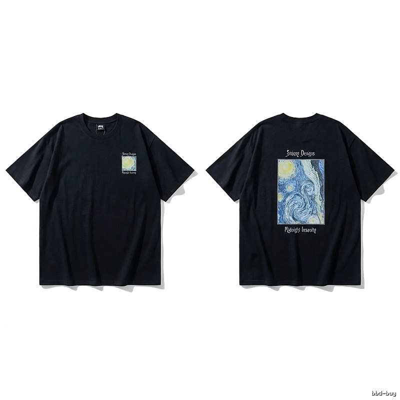 Stussy Van Gogh series dark style T-shirt
