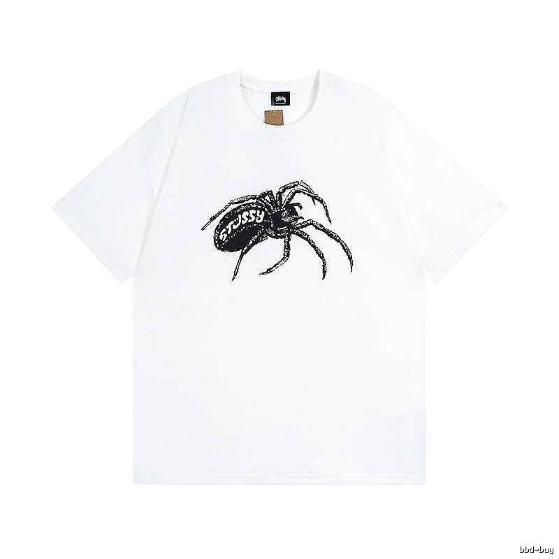 Stussy White Spider Graphic T-Shirt Daily Styling Logo