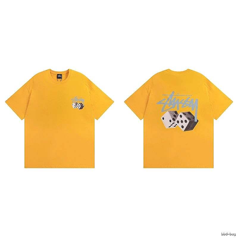 Stussy Yellow Spider Graphic T-Shirt Summer Styling Logo