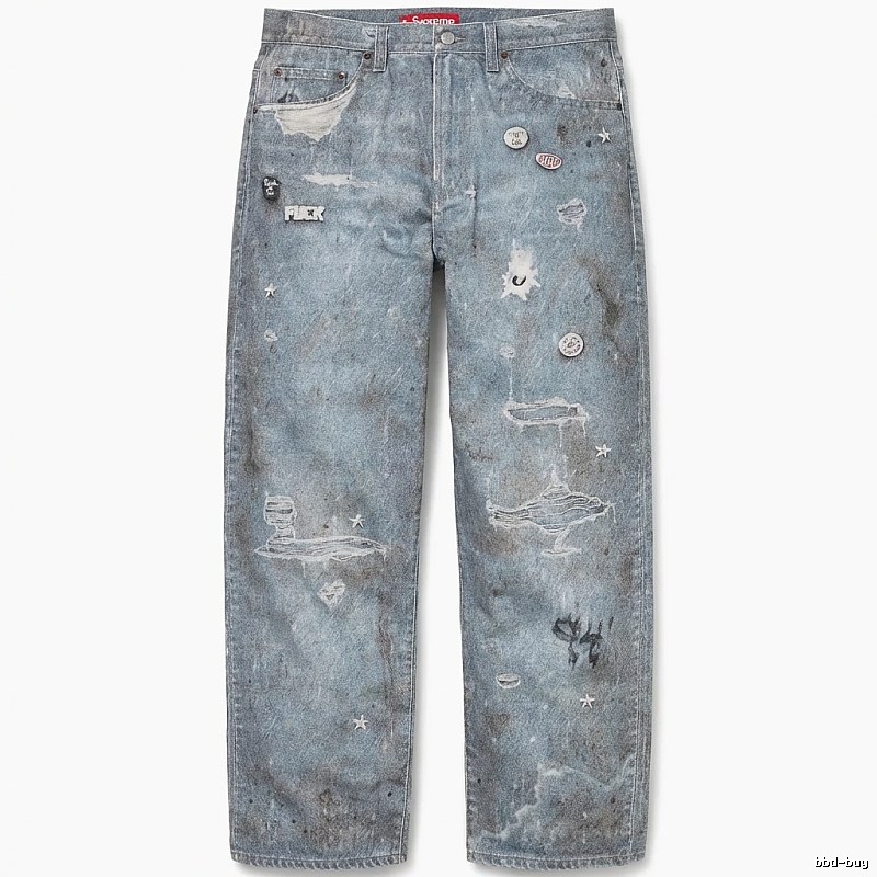 Supreme distressed light blue jeans