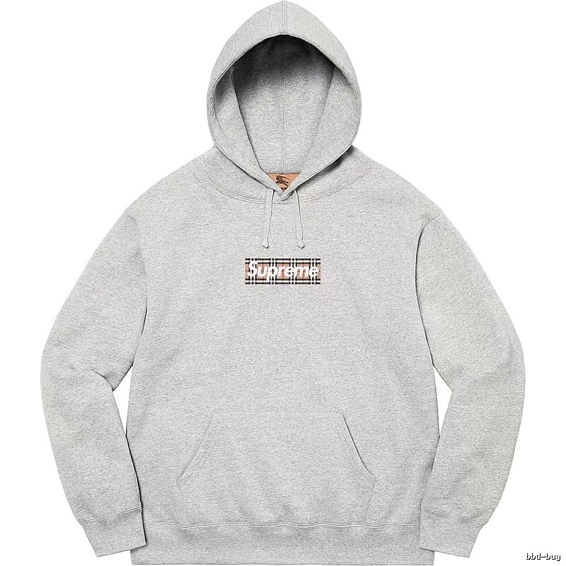 Supreme Logo Detail Logo hoodie Gray Red Oversized with Functional Detail
