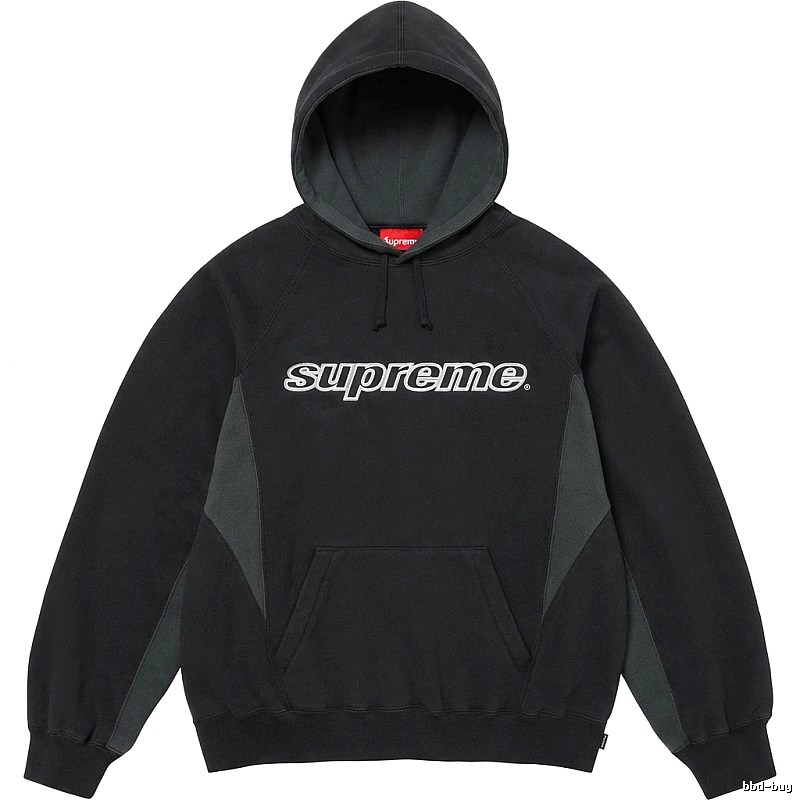 Supreme patchwork-style black hoodie
