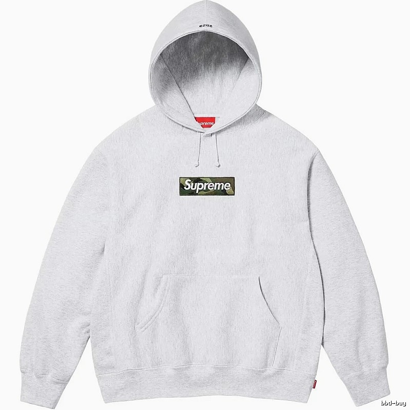 Supreme Patterned Logo hoodie Gray Red Oversized with Polished Detail