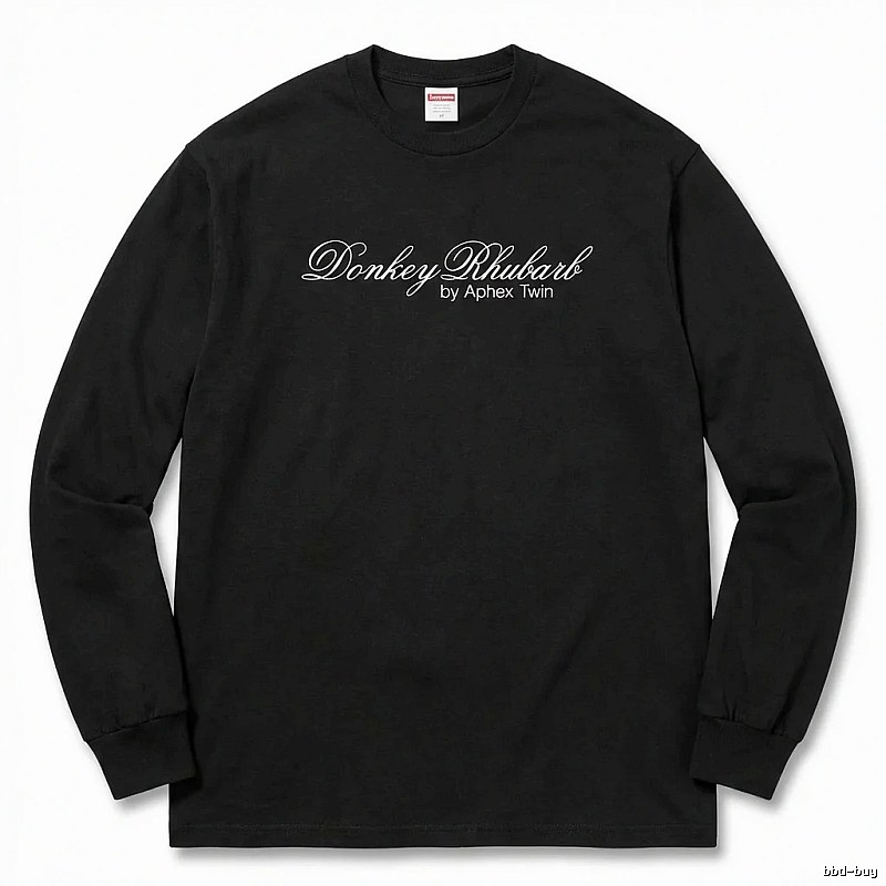 Supreme Print Retro Style Black Long-sleeve Shirt