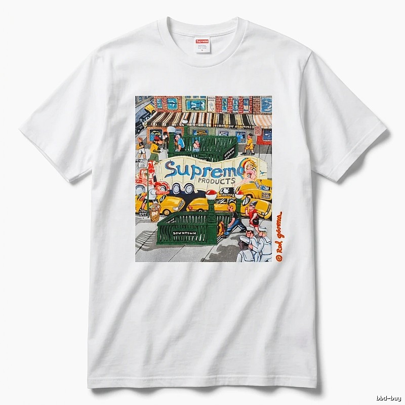 Supreme street style white T-shirt