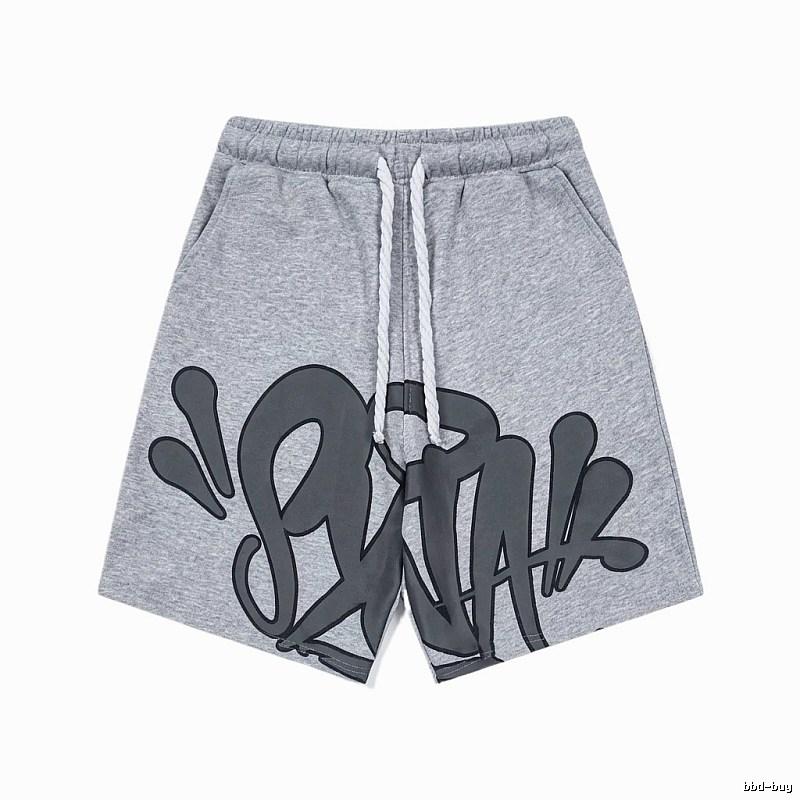 SynaWorld graffiti-style gray shorts