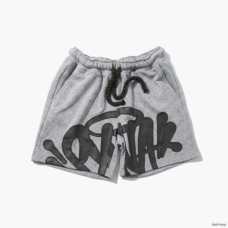 SynaWorld graffiti-style gray shorts