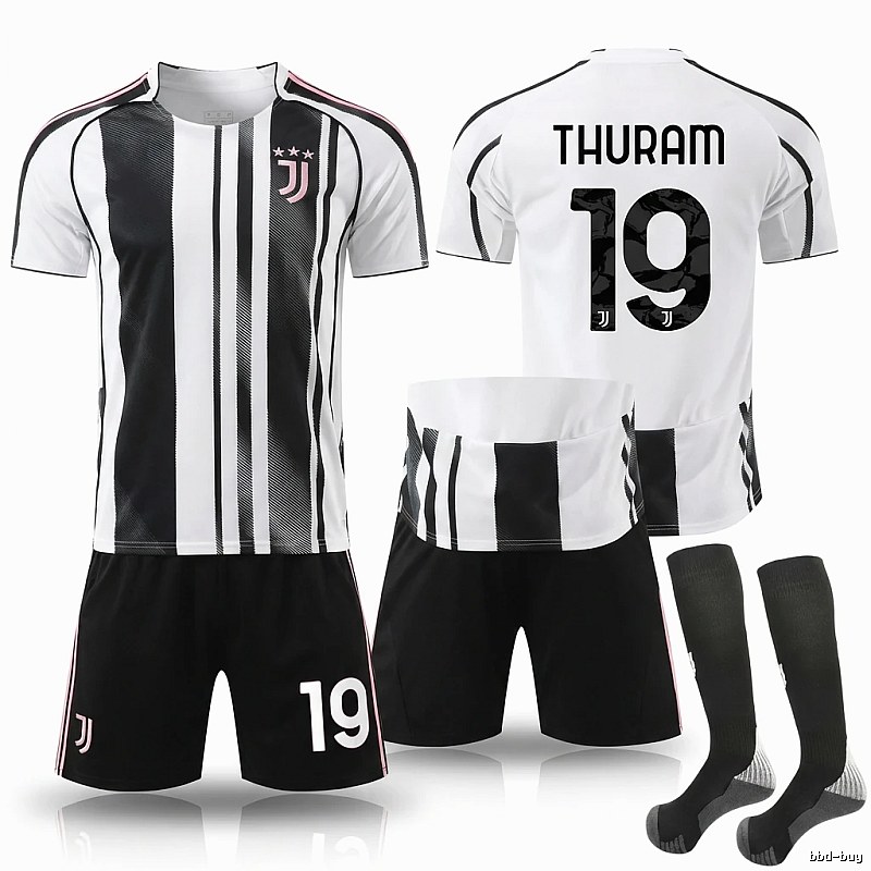 The black and white striped football jersey of Juventus.