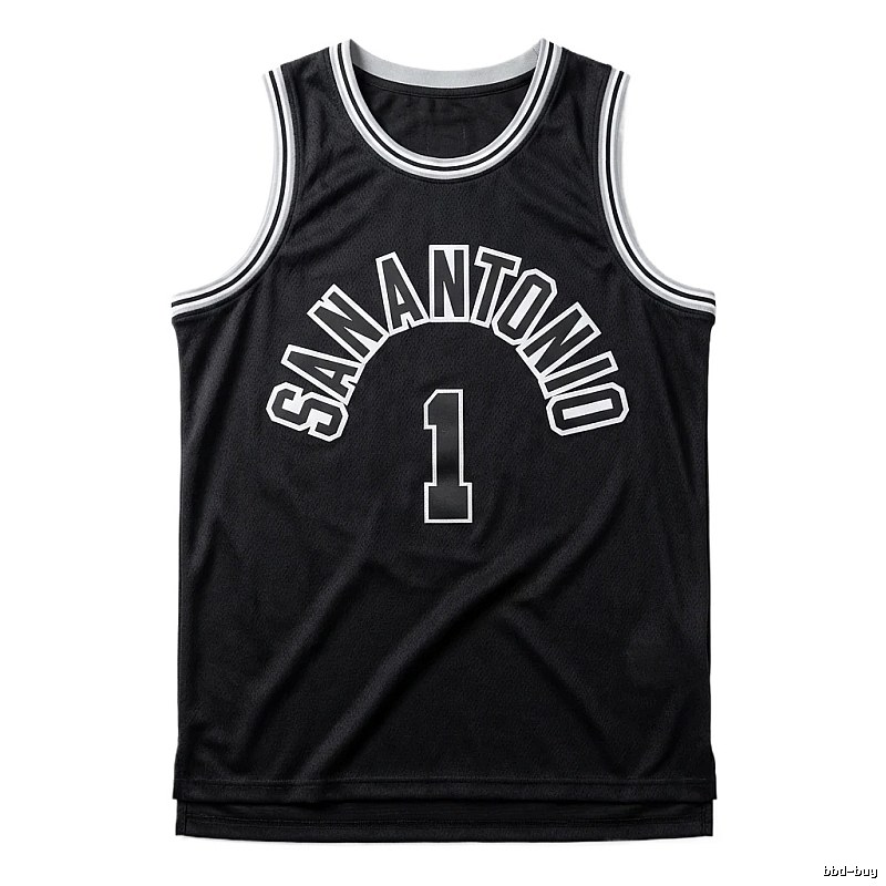 The black jersey of the San Antonio Spurs' Wembanyama style.